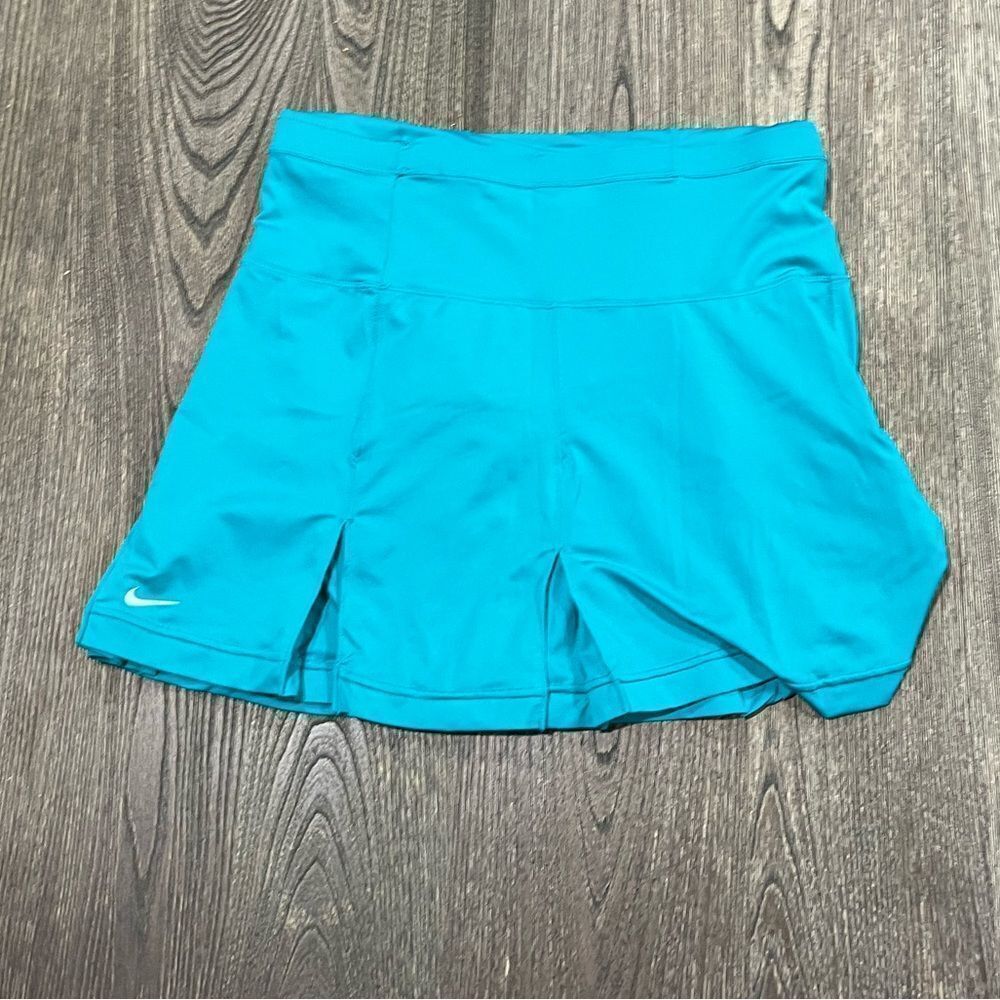 Nike Dri-Fit Womens Tennis Skirt Pleated Swoosh Pull-On Strech Blue Size XS
